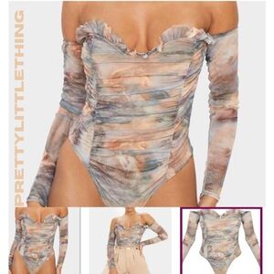 PrettyLittleThing Renaissance Ruched Off-Shoulder Bodysuit